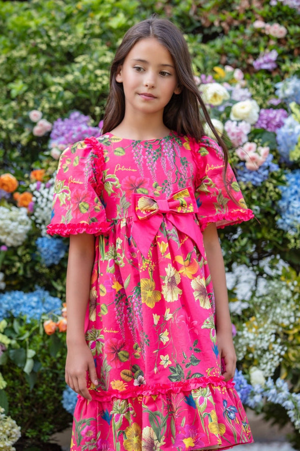 Patachou Girls EXCLUSIVE Botanic Fucshia Print Dress | HONEYPIEKIDS | Kids Boutique Clothing