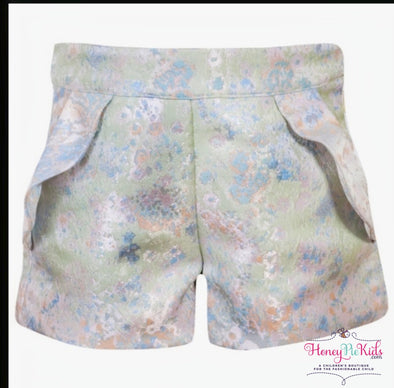 Patachou Girls Green & Blue Jacquard Woven Shorts | HONEYPIEKIDS | Kids Boutique Clothing