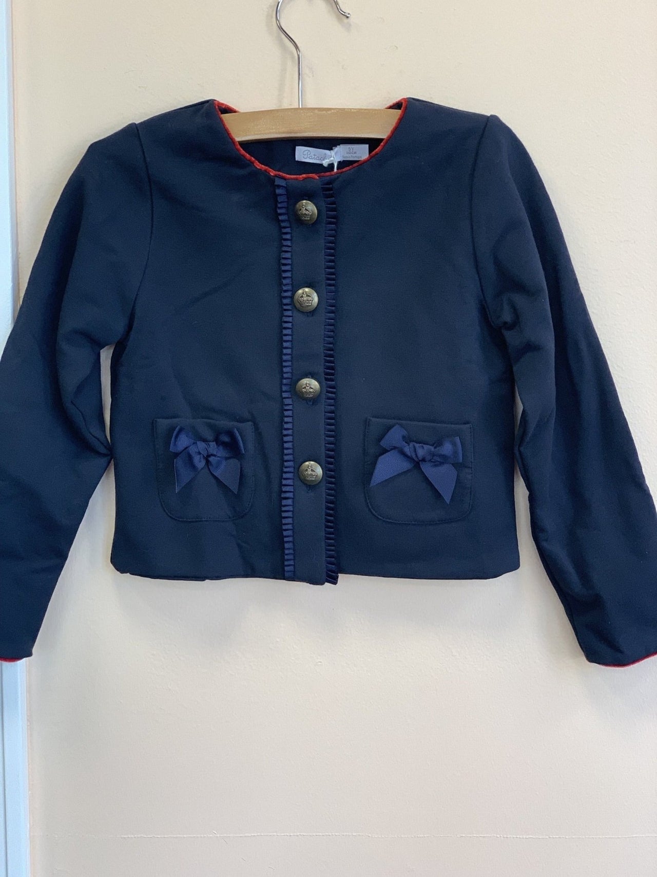 Patachou Girls Navy and Red Knit Jacket | HONEYPIEKIDS 