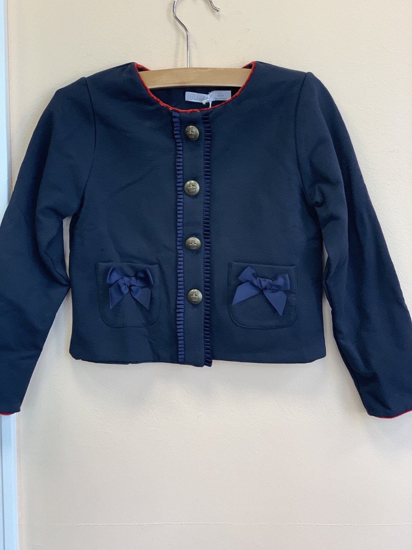 Patachou Girls Navy and Red Knit Jacket | HONEYPIEKIDS 