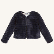 Patachou Girls Navy Faux Fur Jacket | HONEYPIEKIDS 