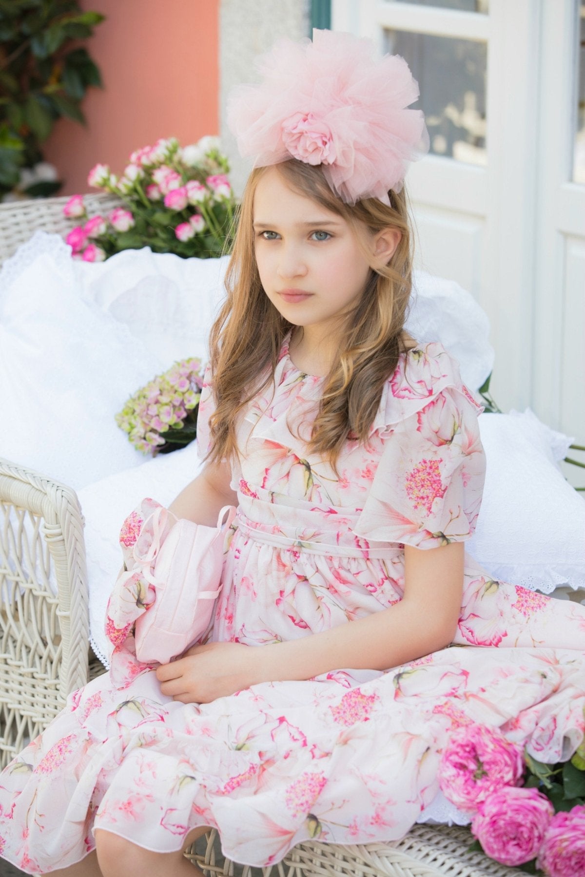 Patachou Girls Pink Floral Printed Woven Dress | HONEYPIEKIDS 