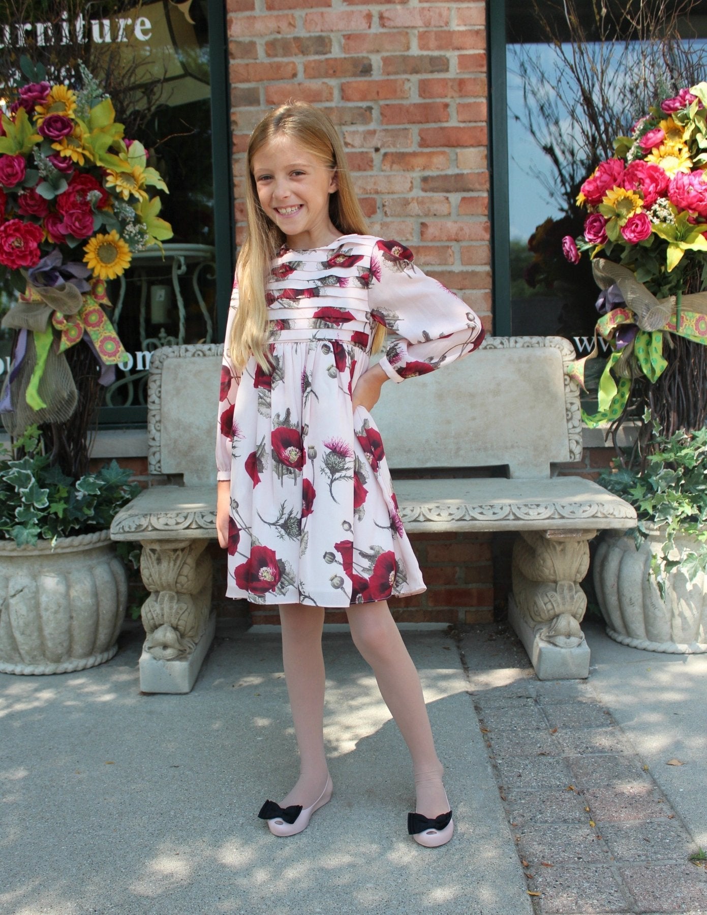 Patachou Girls Pink Poppy Floral Dress | HONEYPIEKIDS 
