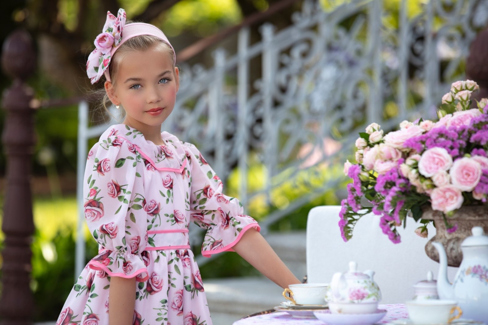 Patachou Girls Pink Rose Floral Print Dress | HONEYPIEKIDS 10 Patachou Girls Pink Rose Floral Print Dress | HONEYPIEKIDS 10