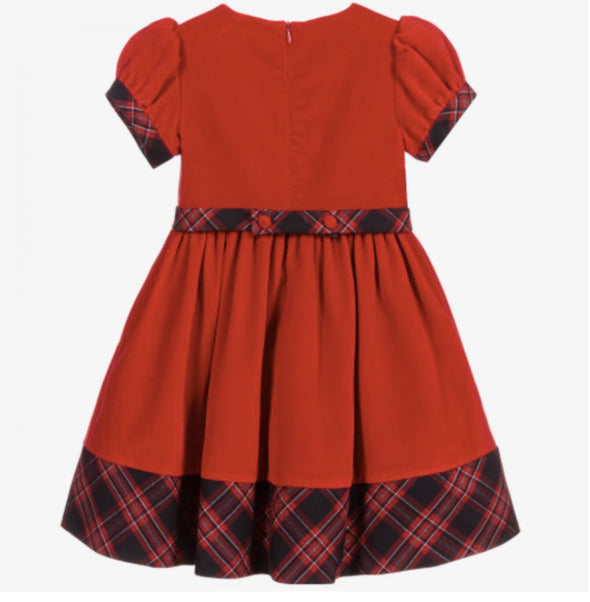 Patachou Girls Red Velvet Tartan Dress | HONEYPIEKIDS | Kids Boutique Clothing