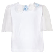 Patachou Girls White and Blue Flower Dress Shirt | HONEYPIEKIDS 
