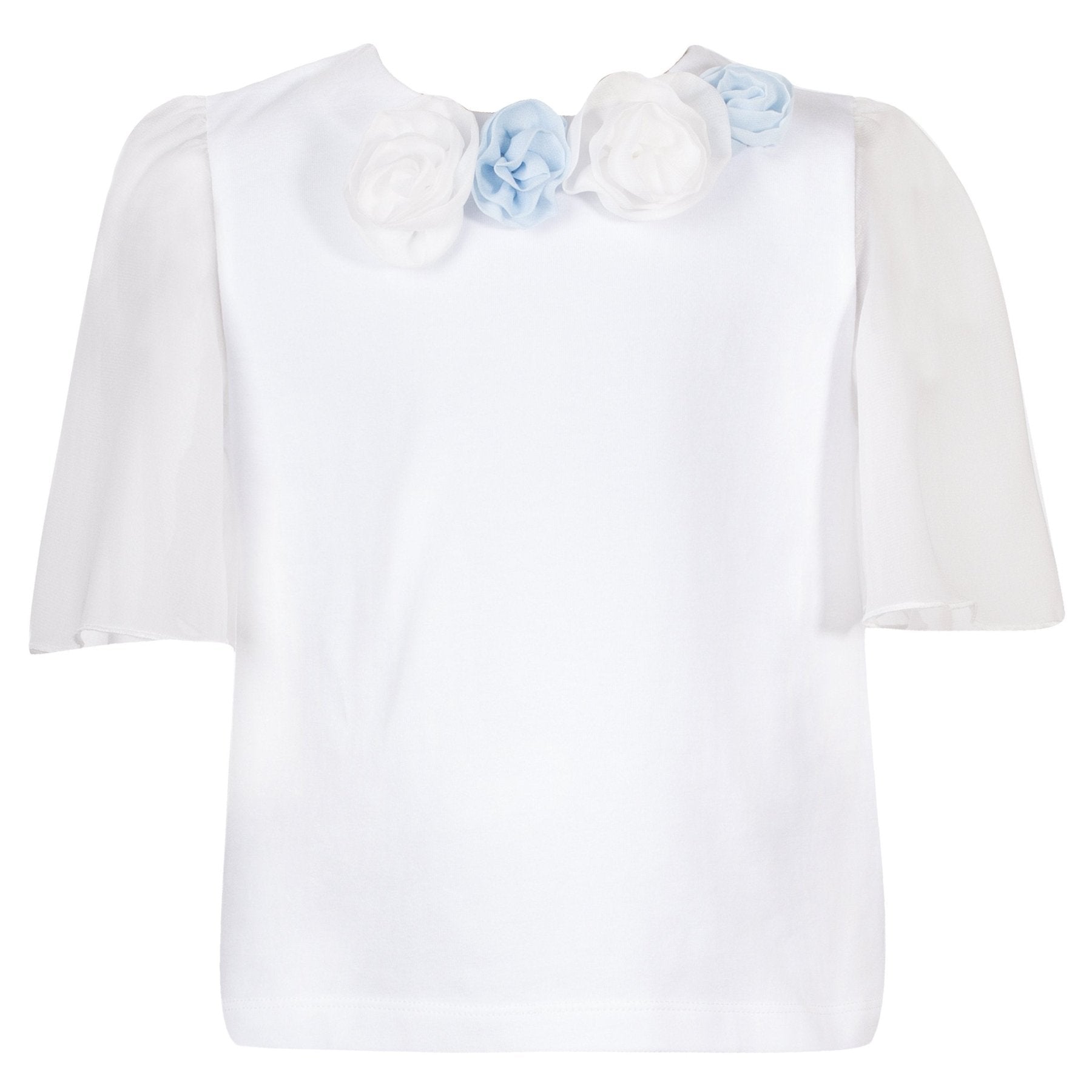 Patachou Girls White and Blue Flower Dress Shirt | HONEYPIEKIDS 