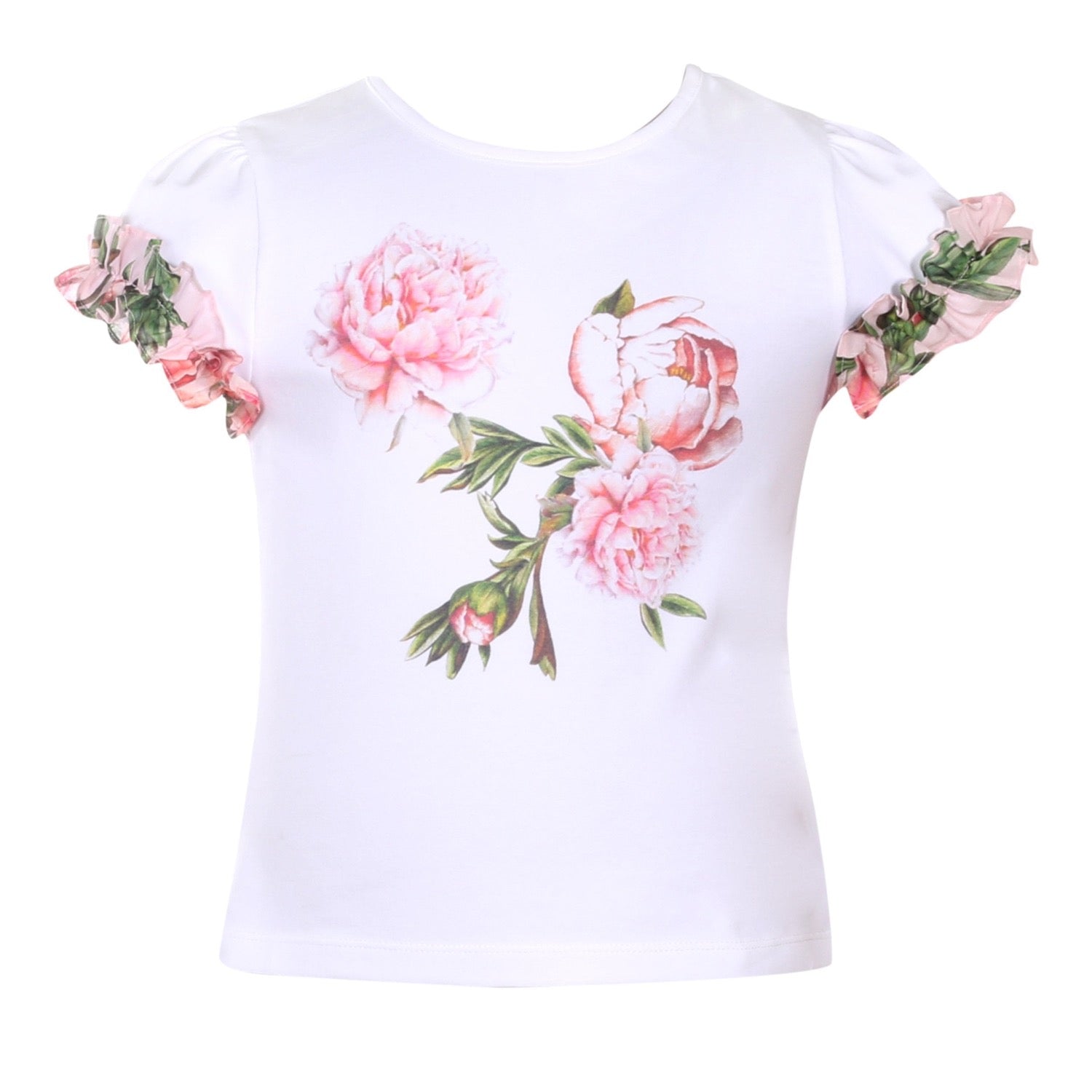 Patachou Girls White and Pink Roses Shirt | HONEYPIEKIDS 