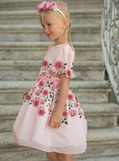 Patachou Girls Woven Pink Rosebud Dress | HONEYPIEKIDS | Kids Boutique Clothing