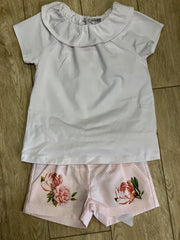 Patachou Infant and Toddler Girls White Round Collar Shirt | HONEYPIEKIDS 