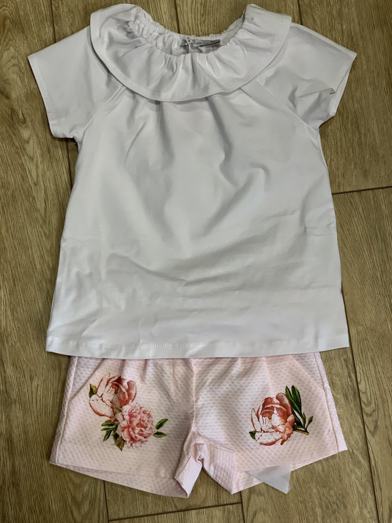 Patachou Infant and Toddler Girls White Round Collar Shirt | HONEYPIEKIDS 