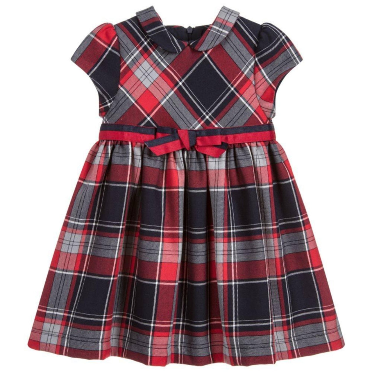 Patachou Infant To Toddler Girls Red and Navy Tartan Dress | HONEYPIEKIDS 