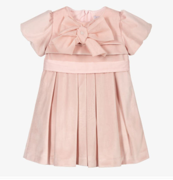 Patachou Infant & Toddler Girls Pale Pink Velvet Bow Dress | HONEYPIEKIDS | Kids Boutique Clothing