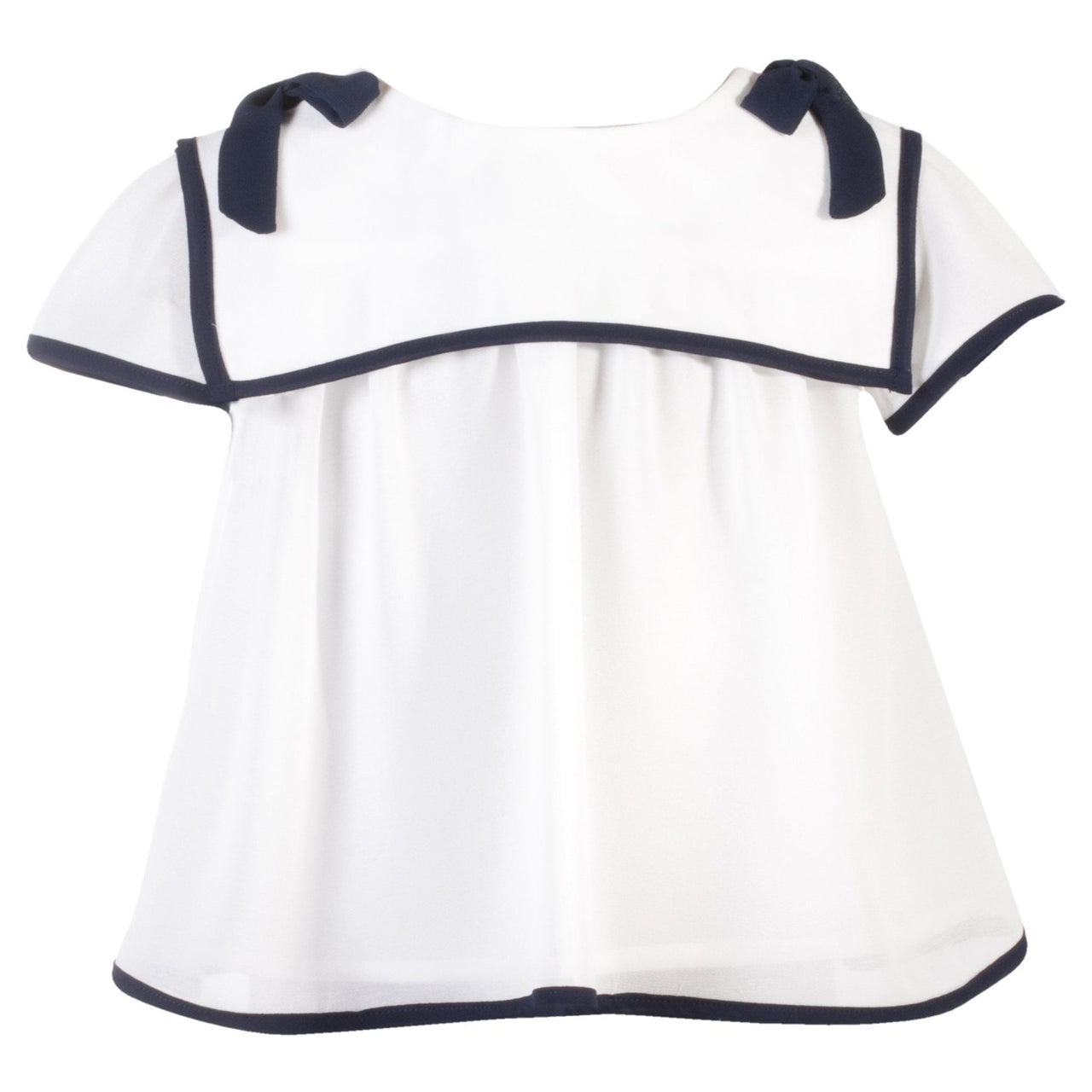 Patachou Little Girls Marine Style White and Blue Woven Top | HONEYPIEKIDS 