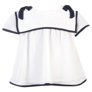 Patachou Little Girls Marine Style White and Blue Woven Top | HONEYPIEKIDS 