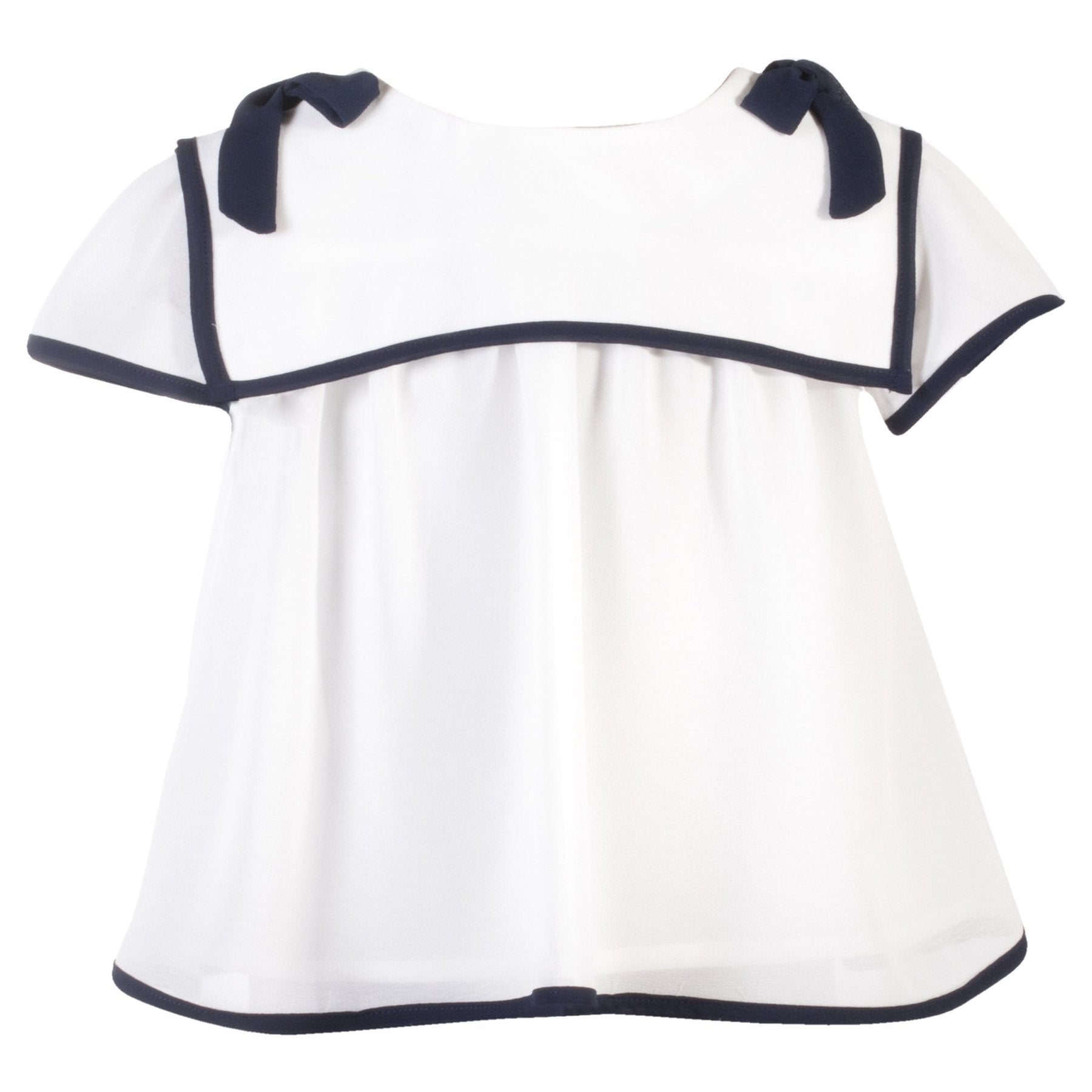 Patachou Little Girls Marine Style White and Blue Woven Top | HONEYPIEKIDS 