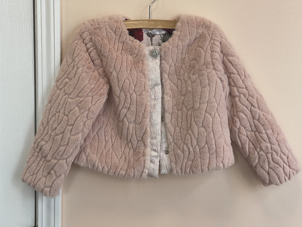 Patachou Pink Faux Fur Jacket | HONEYPIEKIDS 