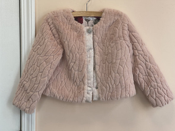 Patachou Pink Faux Fur Jacket | HONEYPIEKIDS | Kids Boutique Clothing