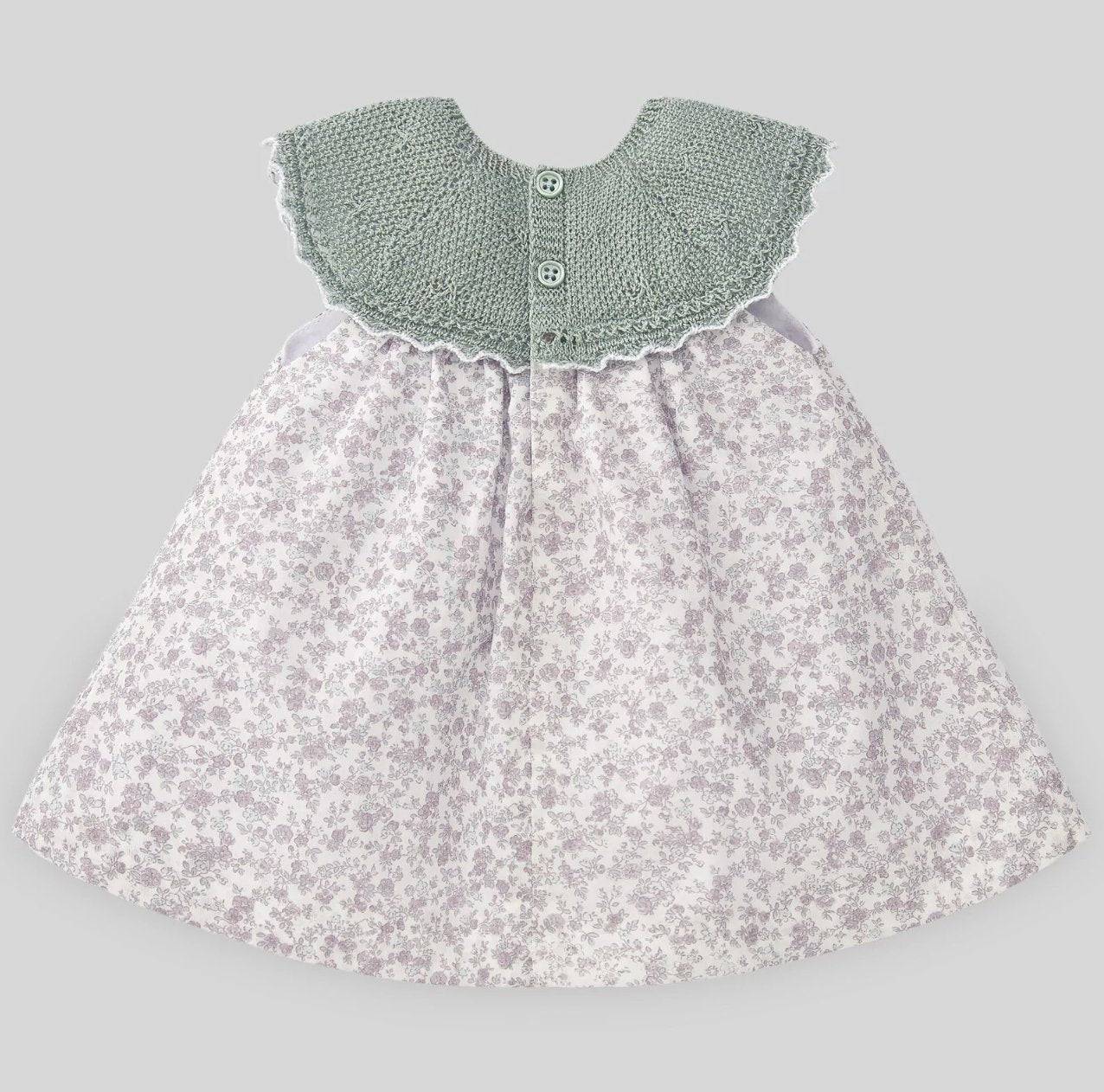 Paz Rodriguez Baby Girl Mint Knit & Floral Aperta Dress | HONEYPIEKIDS 