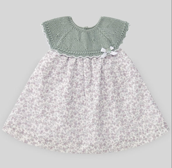 HONEYPIEKIDS | Paz Rodriguez Baby Girl Mint Knit & Floral Aperta Dress | Baby Clothing