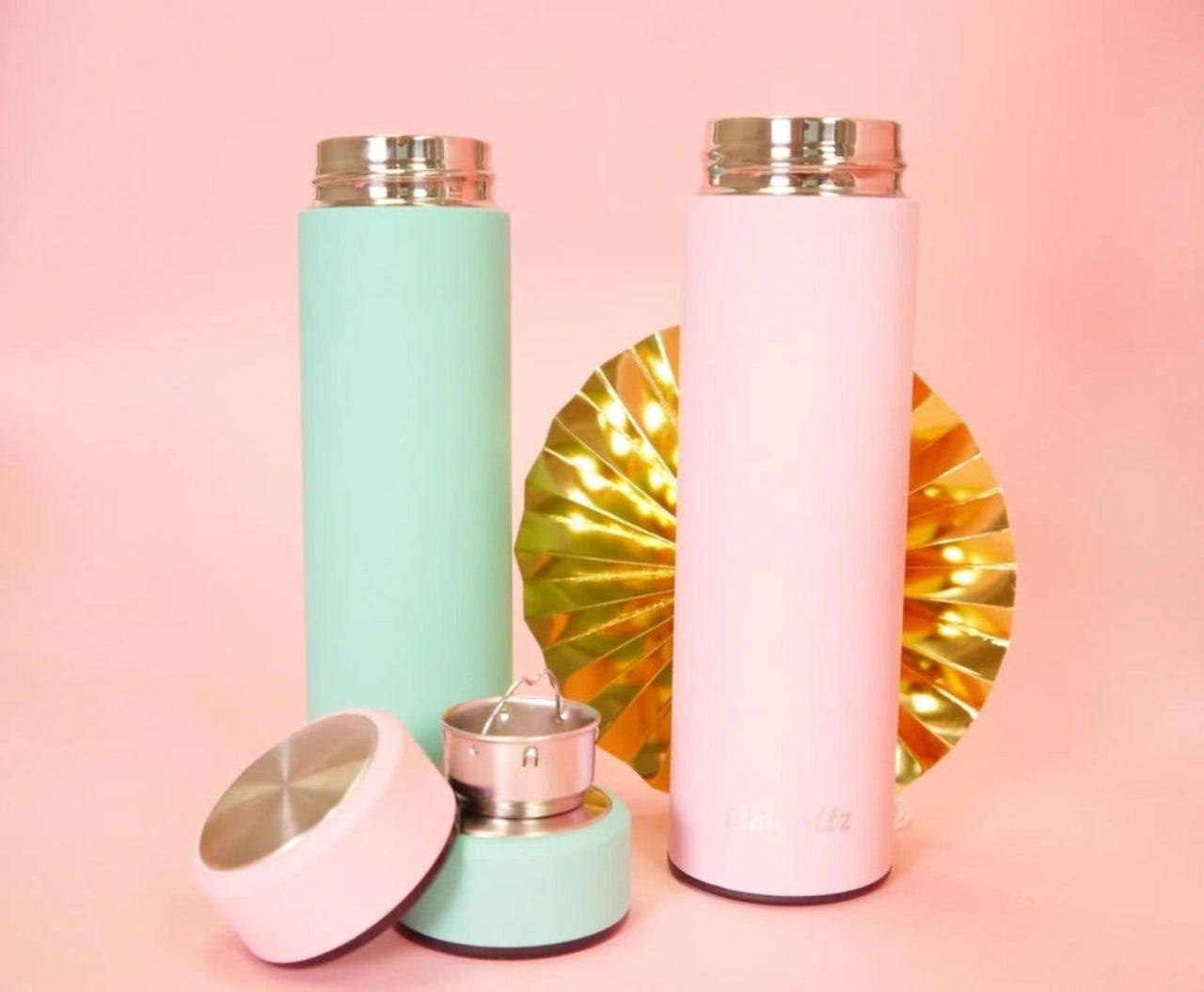 Pink Stainless Steel Tumbler With Tea Infuser | HONEYPIEKIDS 