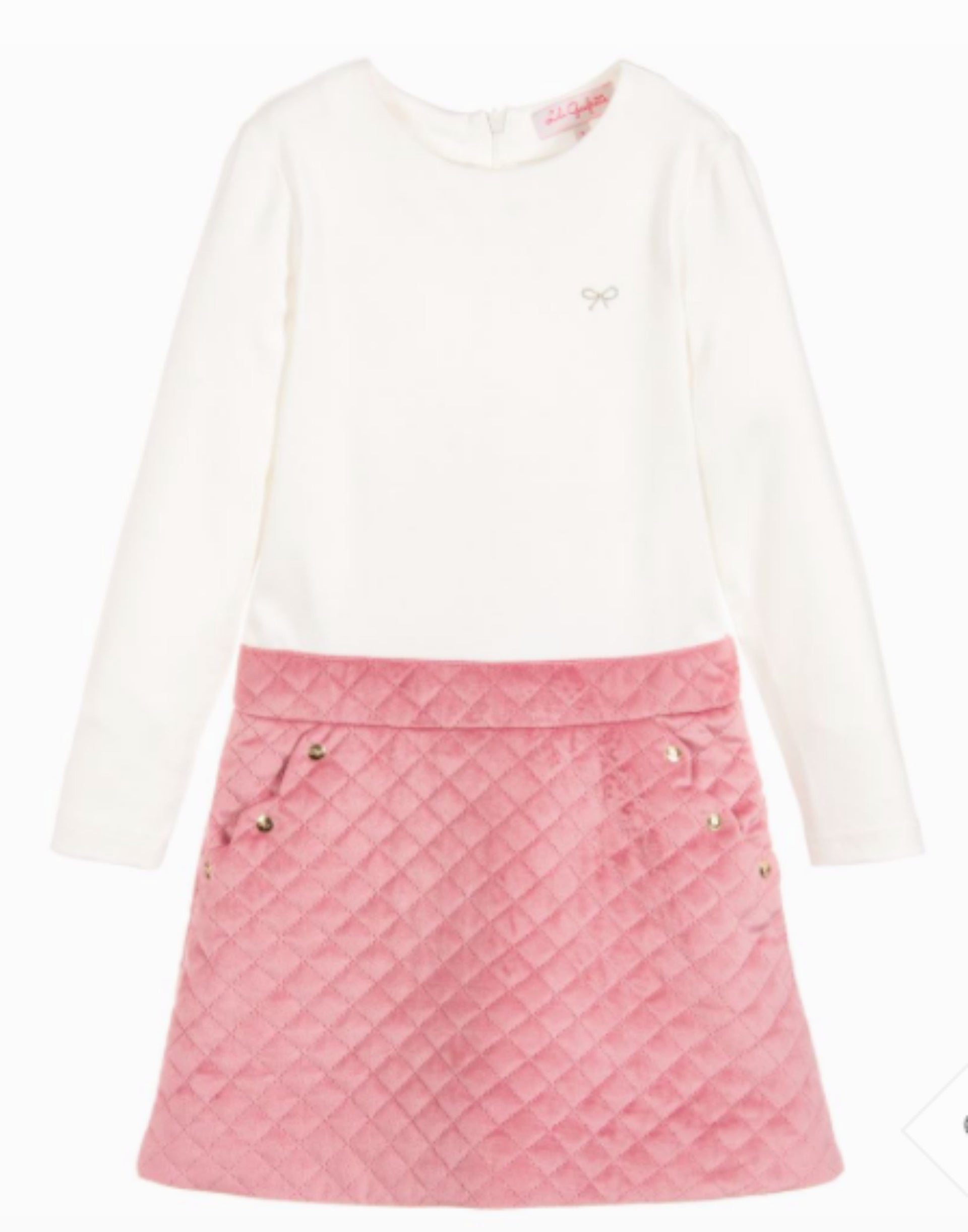 lili gaufrette pink dress Lili Gaufrette - Girls Pale Pink Knitted Cotton Dress with Bow