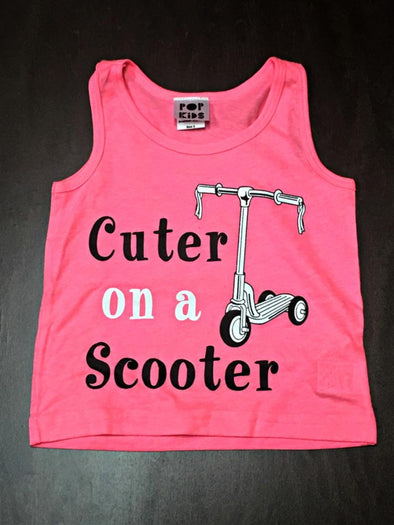 Girls "Cuter On A Scooter" sleeveless tank top | HONEYPIEKIDS | Kids Boutique Clothing