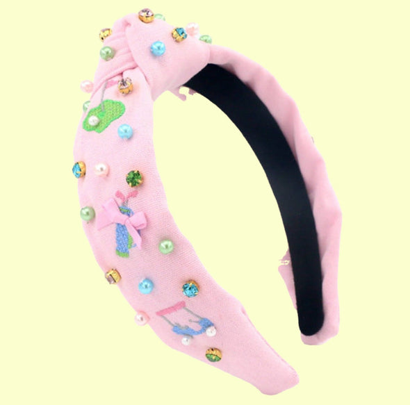 Poppyland Headband - ParTee Time Embroidered Golf Theme | HONEYPIEKIDS.COM