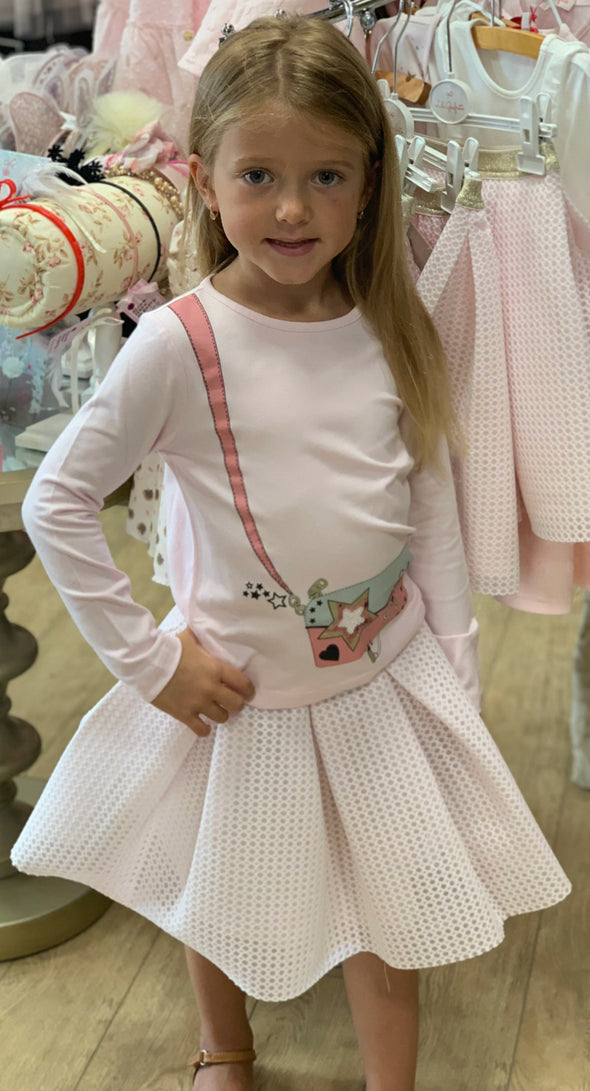 Lili Gaufrette Girls Pink Purse Long Sleeve Shirt | HONEYPIEKIDS | Kids Boutique Clothing