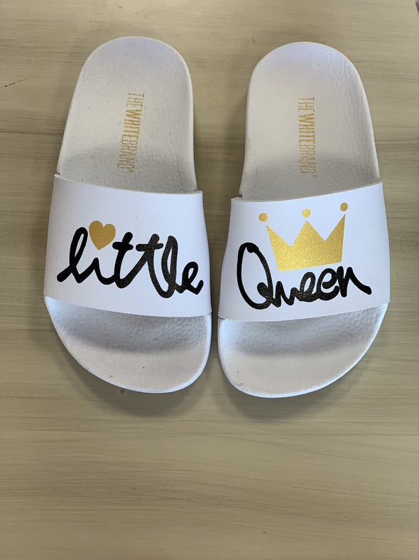 Little Queen Girls White Slides | HONEYPIEKIDS | Kids Boutique Clothing