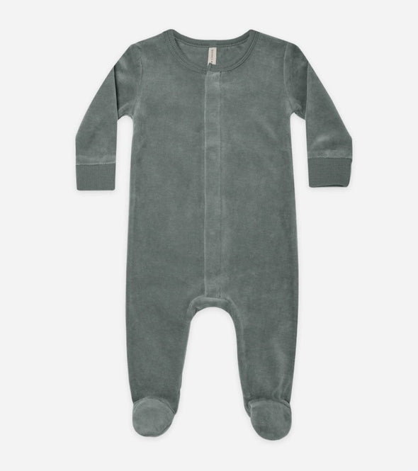 Quincy Mae Baby Dusk Organic Velour Hidden Snap Footed Pajamas | HONEYPIEKIDS | Kids Boutique