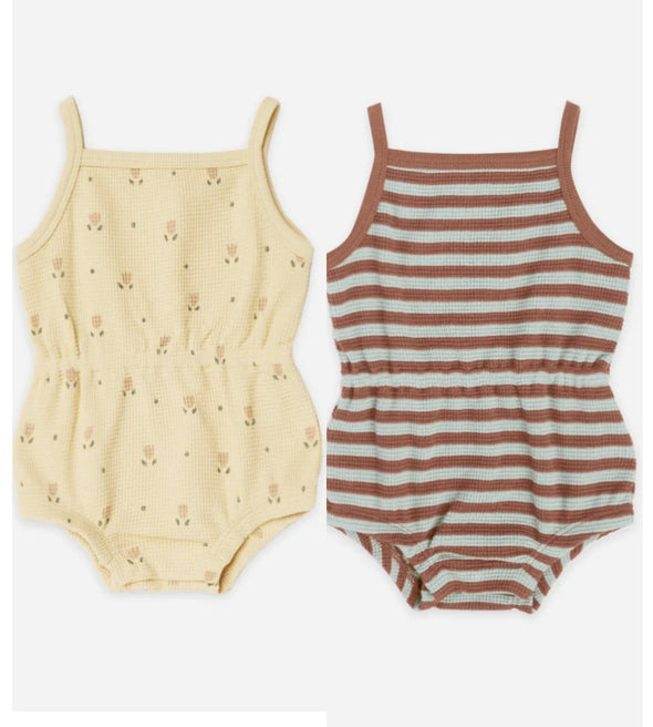 HONEYPIEKIDS | Quincy Mae Baby Girls Waffle Cinch Romper - 2 Color Choices