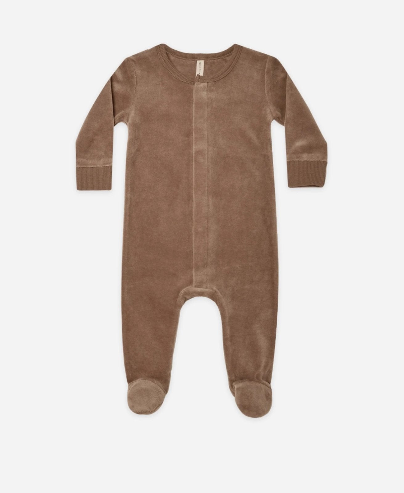 Quincy Mae Baby Organic Cocoa Velour Hidden Snap Footed Pajamas | HONEYPIEKIDS 
