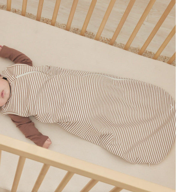 Quincy Mae Baby Organic Jersey Sleeping Bag In Cocoa Stripe | HONEYPIEKIDS | Kids Boutique Clothing
