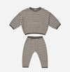 Quincy Mae Baby & Toddler Boys Charcoal Stripe Organic Waffle Top & Pant Set | HONEYPIEKIDS 