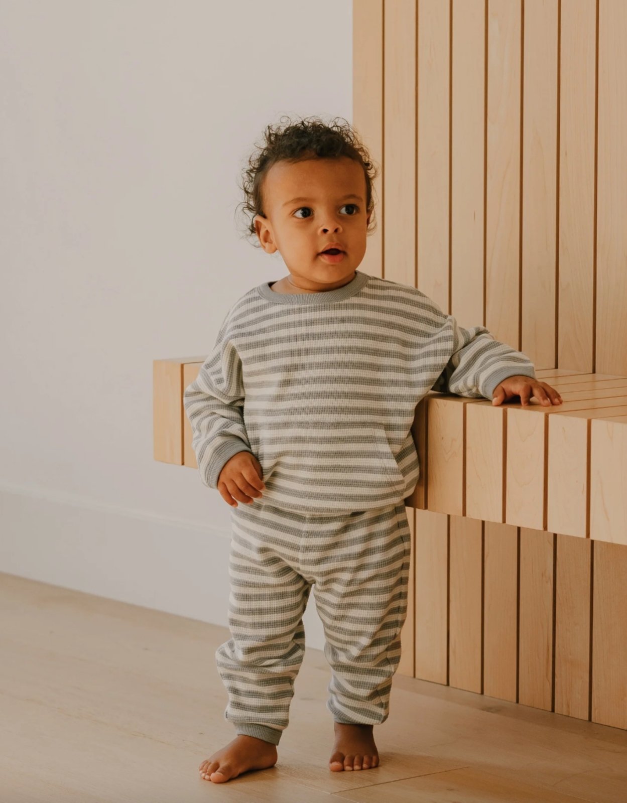Quincy Mae Baby & Toddler Boys SKY STRIPE Waffle Sweat Set | HONEYPIEKIDS 