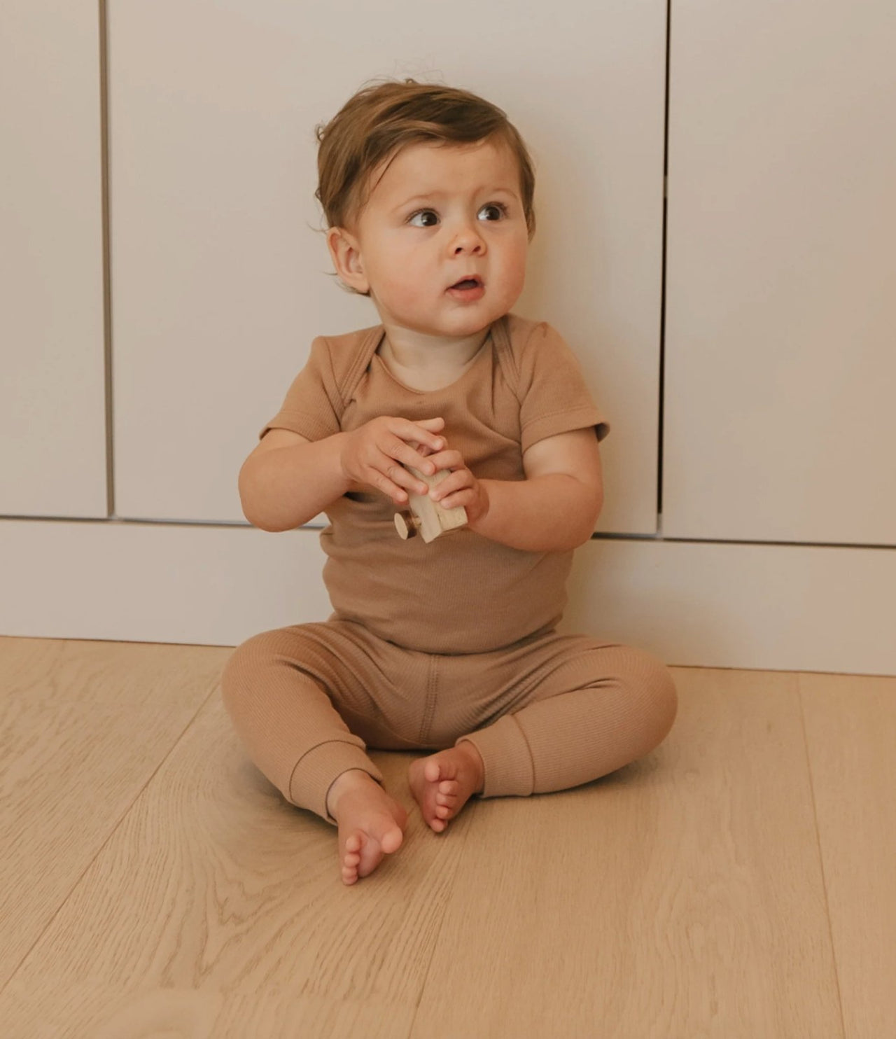 Quincy Mae Baby & Toddler Clay Ribbed Leggings | HONEYPIEKIDS 