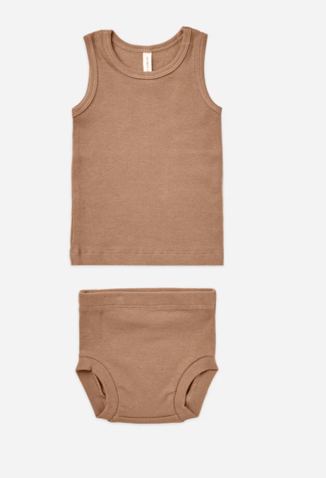 Quincy Mae Baby & Toddler Clay Ribbed Tank + Bloomer Set | HONEYPIEKIDS 