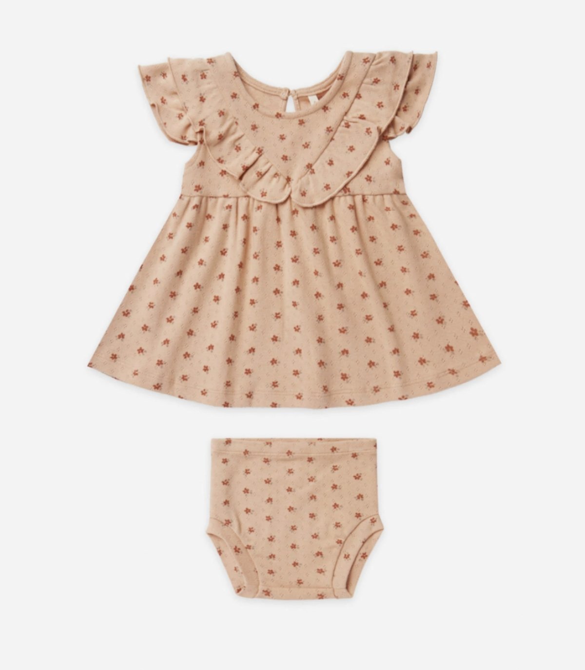 Quincy Mae Blush Ditsy Ruffle Dress