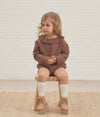 Quincy Mae Baby & Toddler Girls Organic Ruffle Collar Knit Pecan Sweater | HONEYPIEKIDS | Kids Boutique Clothing