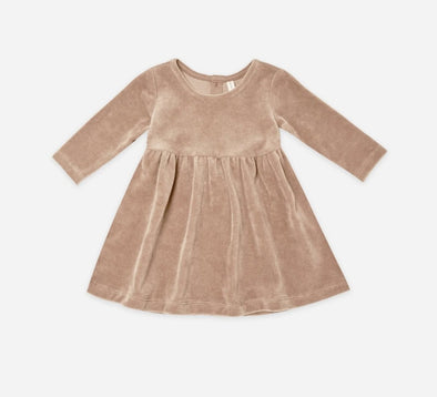 Quincy Mae Baby & Toddler Girls Organic Velour Blush Dress | HONEYPIEKIDS | Kids Boutique Clothing