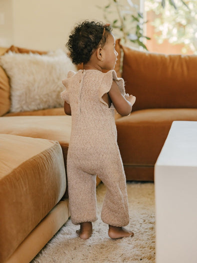 Quincy Mae Baby & Toddler Mira Heathered Apricot Knit Romper | HONEYPIEKIDS | Kids Boutique Clothing