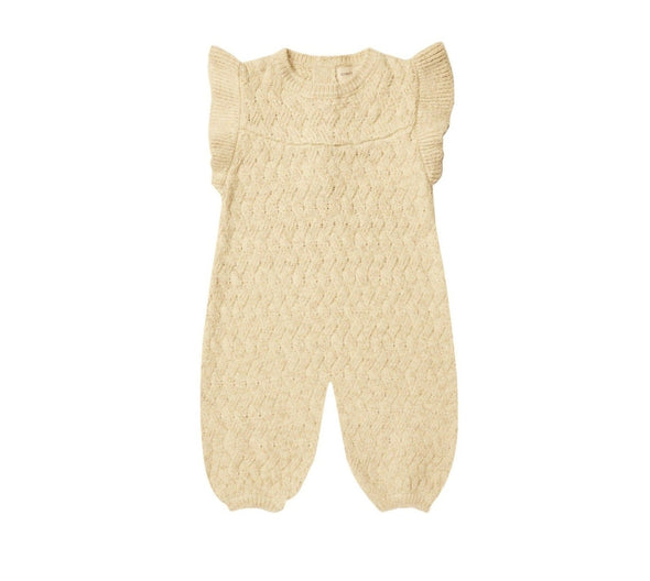 Quincy Mae Baby & Toddler Mira Heathered Yellow Knit Romper | HONEYPIEKIDS | Kids Boutique Clothing