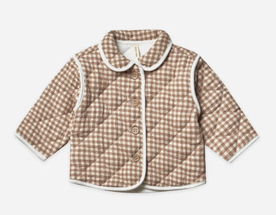 Quincy Mae Baby & Toddler Organic Cocoa Gingham Quilted Jacket | HONEYPIEKIDS | Kids Boutique Clothing