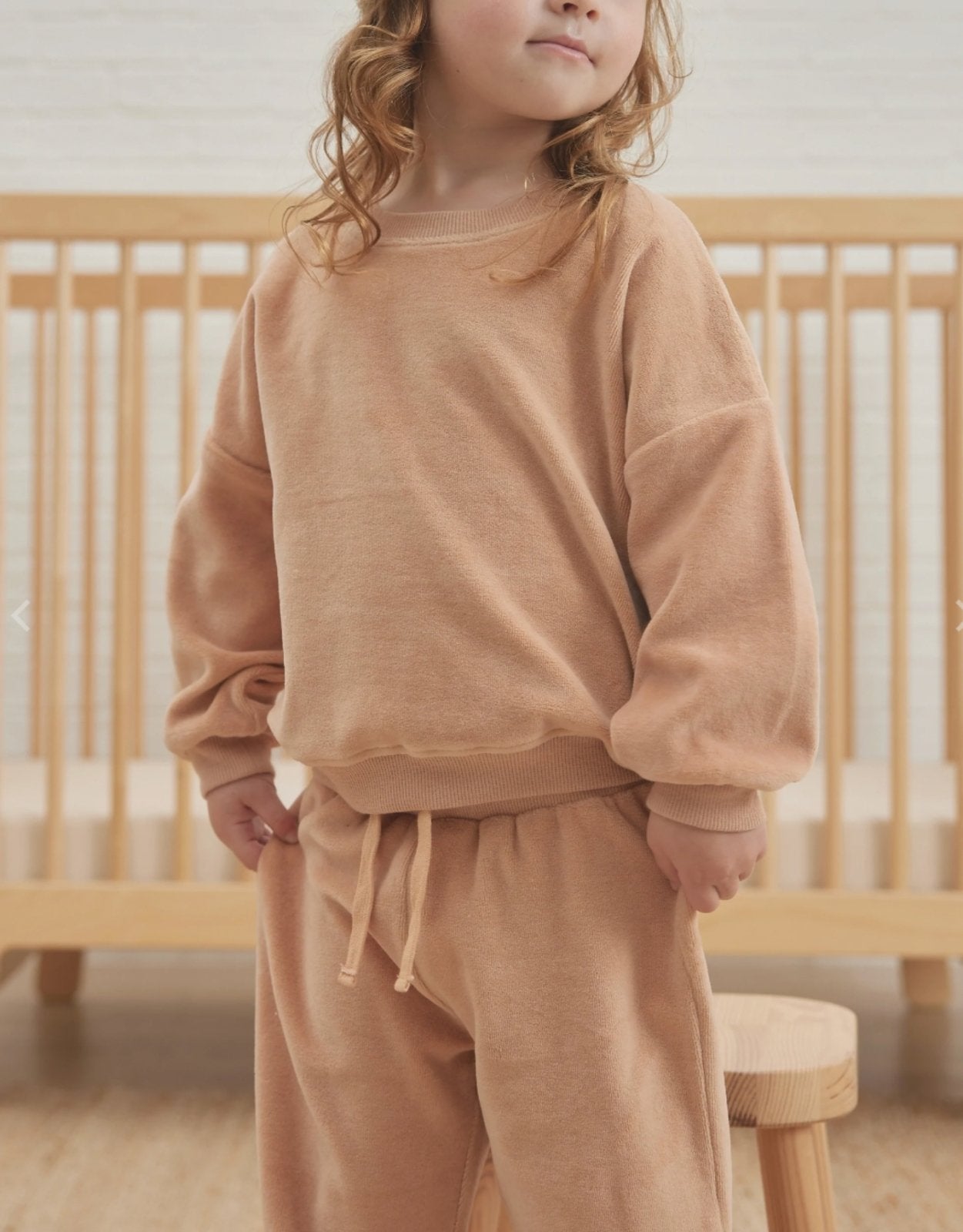 Quincy Mae Baby & Toddler Organic Velour Blush Sweatshirt and Pants | HONEYPIEKIDS 