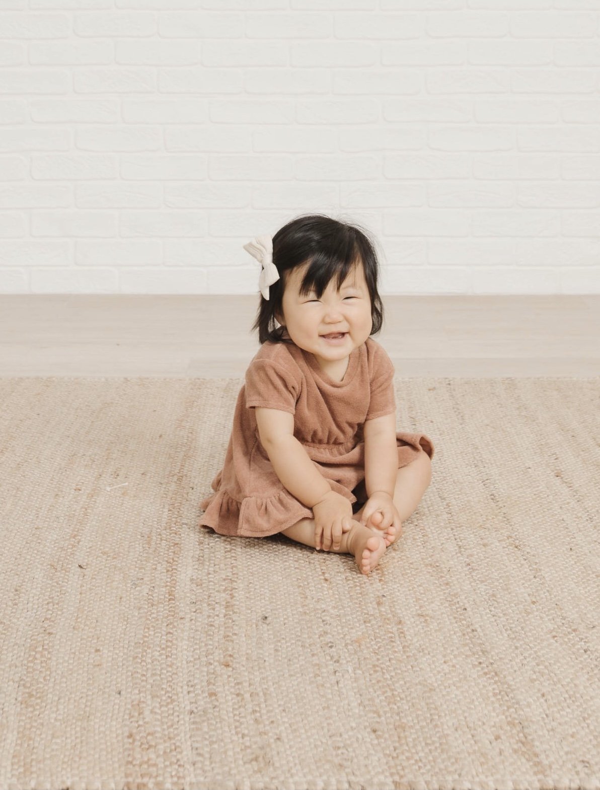 Quincy Mae Baby & Toddler Girls Organic Terry Terracotta Color Dress | HONEYPIEKIDS 