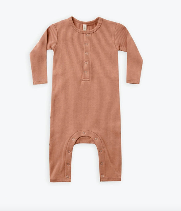 Quincy Mae Organic Baby Unisex Ribbed Terracotta Jumpsuit Romper | HONEYPIEKIDS | Kids Boutique Clothing