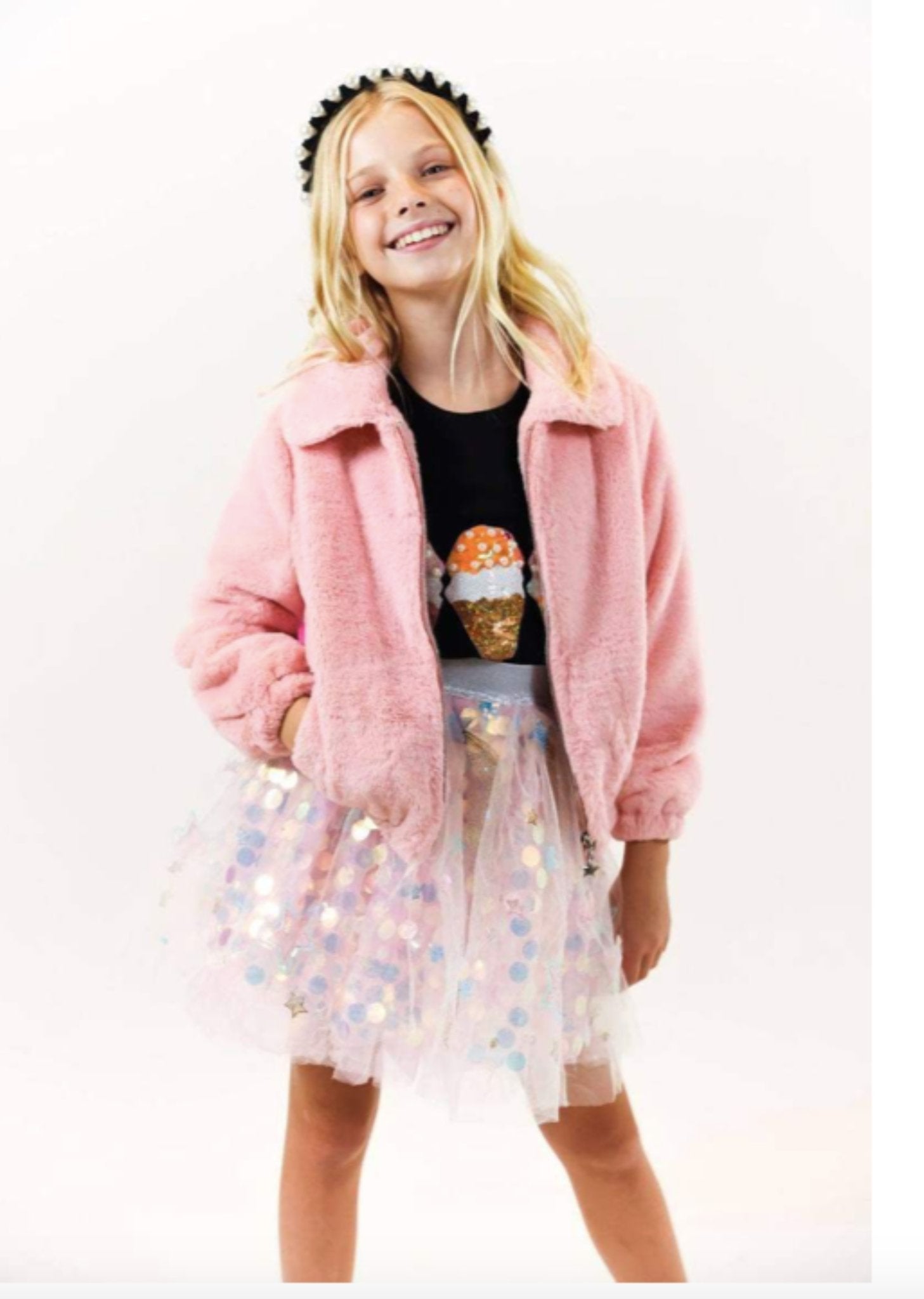 Lola and The Boys Girls Rainbow Faux Fur Zip Up Jacket | HONEYPIEKIDS
