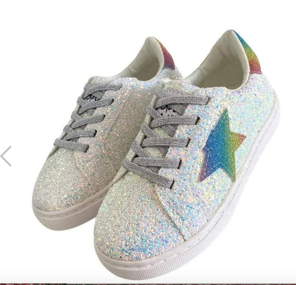 Lola and The Boys Girls Rainbow STAR Glitter Sneakers | HONEYPIEKIDS | Kids Boutique Clothing