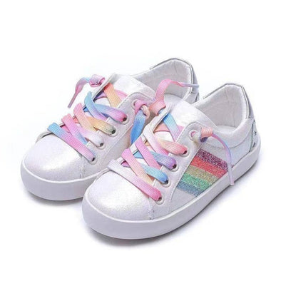 Lola and The Boys Girls Rainbow Striped iridescent Sneakers | HONEYPIEKIDS | Kids Boutique Clothing